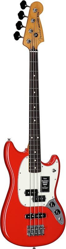 Fender Player II Mustang PJ Electric Bass, with Rosewood Fingerboard, Coral Red, Body Left Front