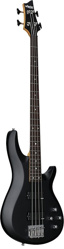 Schecter C-4 Deluxe Bass Guitar, Satin Black, Body Left Front