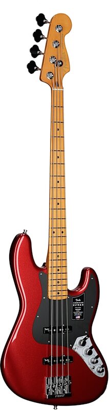 Fender American Ultra II Jazz Electric Bass, Maple Fingerboard (with Case), Sinister Red, Body Left Front