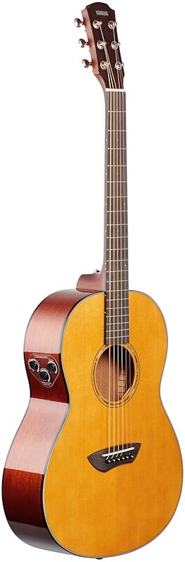 Yamaha CSF-TA TransAcoustic Parlor Acoustic Guitar, Vintage Natural, Body Left Front