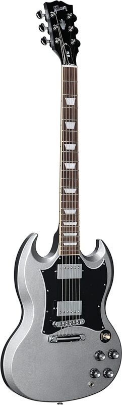 Gibson SG Standard Custom Color Electric Guitar (with Soft Case), Silver Mist, Body Left Front