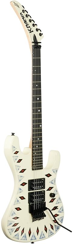 Kramer Nightswan Electric Guitar, Vintage White Aztec Marble, Custom Graphics, Body Left Front