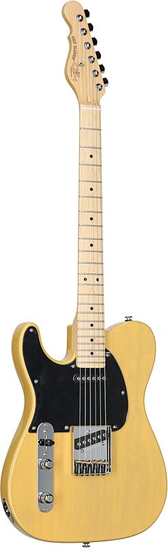 G&L Fullerton Deluxe ASAT Classic Electric Guitar, Left-Handed (with Gig Bag), Butterscotch, Body Left Front
