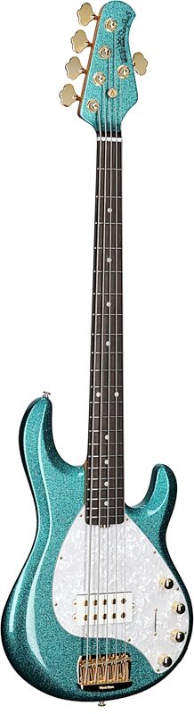 Ernie Ball Music Man StingRay 5 Special Electric Bass, 5-String (with Case), Ocean Sparkle, Body Left Front