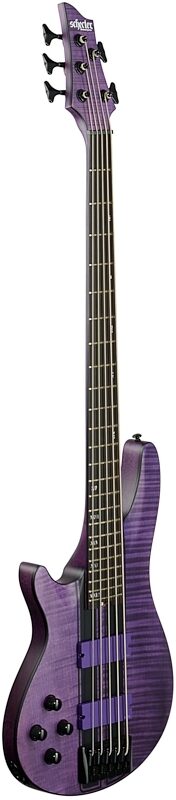 Schecter C-5 GT Electric Bass, Left-Handed, Satin Transparent Purple, Body Left Front