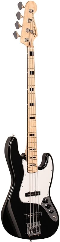 Fender Geddy Lee Jazz Electric Bass, with Maple Fingerboard, Black, Body Left Front