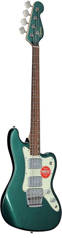 Squier Paranormal Rascal HH Bass Guitar, Sherwood Green, Body Left Front