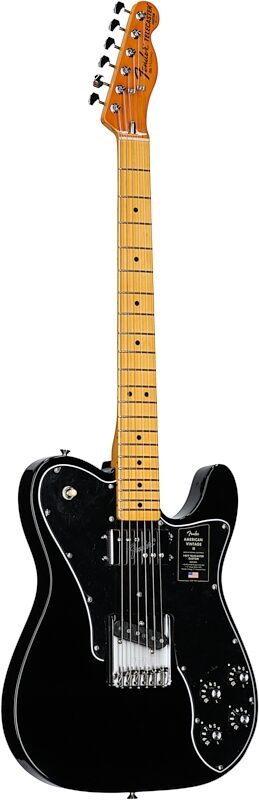 Fender American Vintage II 1977 Telecaster Custom Electric Guitar, Maple Fingerboard (with Case), Black, Body Left Front