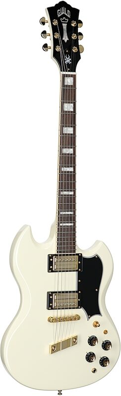 Guild S-100 Polara Kim Thayil Signature Electric Guitar, Vintage White, Body Left Front