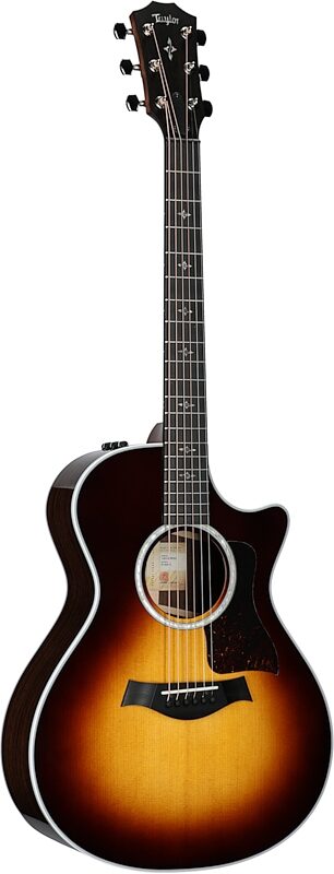Taylor 412ce-R Grand Concert Acoustic-Electric Guitar (with Case), Tobacco Sunburst, with Hard Case, Body Left Front