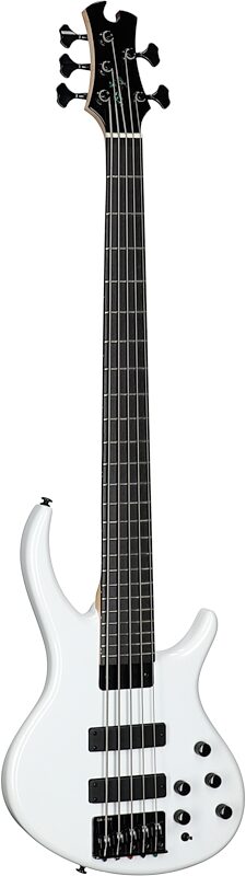 Tobias Killer B V Electric Bass, 5-String (with Gig Bag), White Pearl, Body Left Front