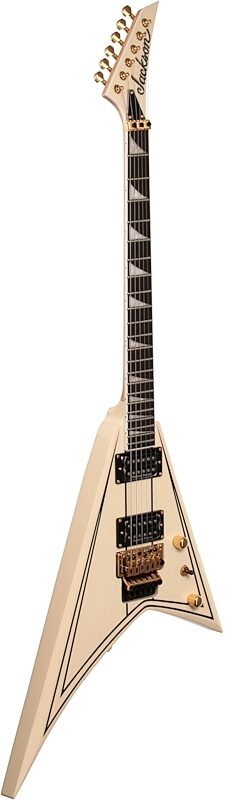 Jackson Pro Series Rhoads RR3 Electric Guitar, Ebony Fingerboard, Ivory, with Black Pinstripes, Body Left Front