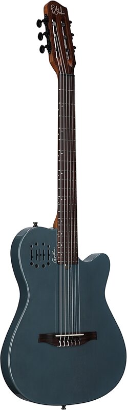 Godin Multiac Mundial Classical Acoustic-Electric Guitar (with Gig Bag), Arctic Blue, Blemished, Body Left Front