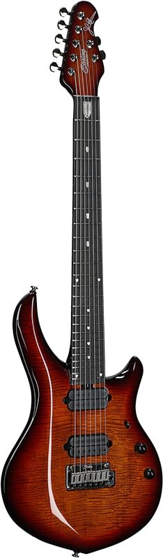 Sterling by Music Man MAJ270XFM Majesty 7 Electric Guitar, 7-String, Blood Orange Burst, Body Left Front