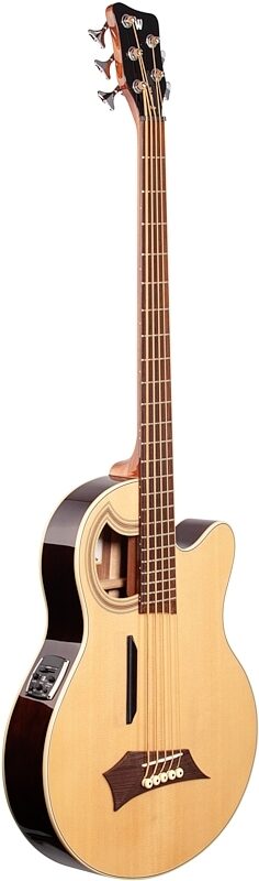 Warwick RockBass Alien Deluxe Thinline Hybrid Acoustic-Electric Bass, 5-String (with Gig Bag), Natural, Body Left Front