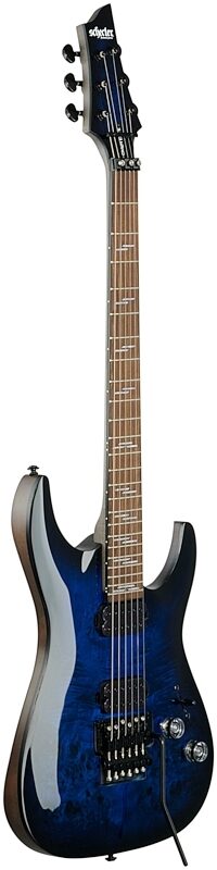 Schecter Omen Elite-6FR Electric Guitar, See-Thru Blue Burst, Body Left Front