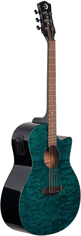 Luna Gypsy Quilt Top Acoustic-Electric Guitar, Teal, Body Left Front
