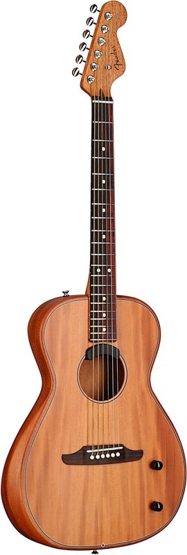 Fender Highway Parlor Thinline Acoustic-Electric Guitar (with Gig Bag), All-Mahogany, Body Left Front