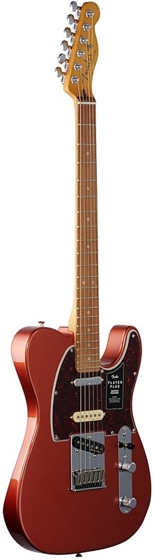 Fender Player Plus Nashville Telecaster Electric Guitar, Pau Ferro Fingerboard (with Gig Bag), Aged Candy Apple Red, Body Left Front