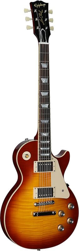 Epiphone Inspired by Gibson Custom 1960 Les Paul Standard Reissue Electric Guitar (with Case), Washed Cherry Sunburst, Body Left Front