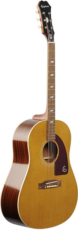 Epiphone Masterbilt Texan Acoustic-Electric Guitar, Antique Natural Aged Gloss, Body Left Front