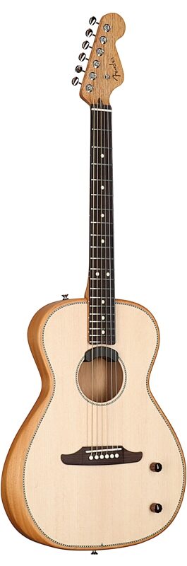 Fender Highway Parlor Thinline Acoustic-Electric Guitar (with Gig Bag), Natural, Body Left Front