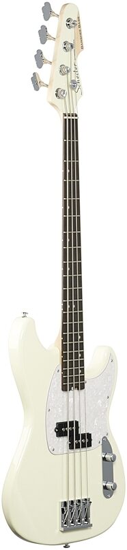 Schecter Banshee Bass Guitar, Olympic White, Body Left Front