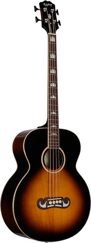Epiphone El Capitan J-200 Studio Acoustic Electric Bass Guitar, Aged Vintage Sunburst, Body Left Front