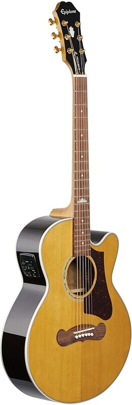 Epiphone J-200 EC Studio Parlor Acoustic-Electric Guitar, Vintage Natural, Blemished, Body Left Front