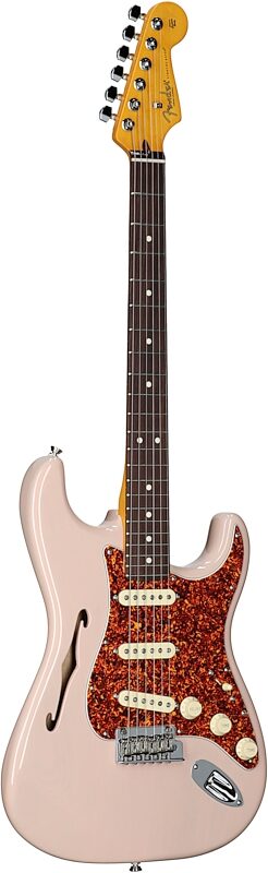 Fender Limited Edition American Professional II Stratocaster Thinline Electric Guitar (with Case), Transparent Shell Pink, Body Left Front