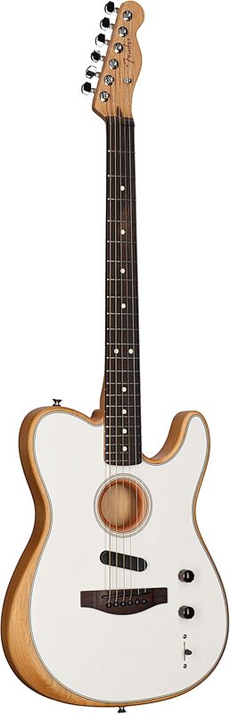 Fender Acoustasonic Player Telecaster Electric Guitar (with Gig Bag), Arctic White, Body Left Front