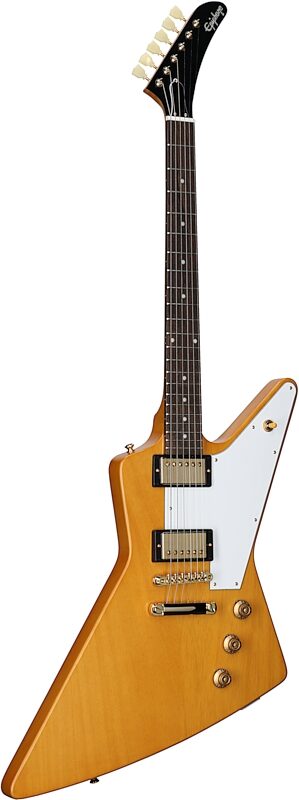 Epiphone 1958 Explorer Korina Electric Guitar (with Case), With White Pickguard, Body Left Front