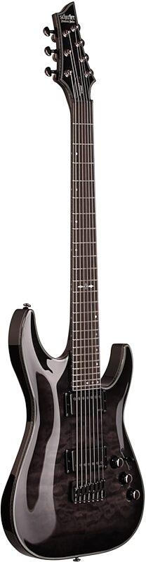 Schecter Hellraiser Hybrid C-7 Electric Guitar, 7-String, Transparent Black Burst, Body Left Front