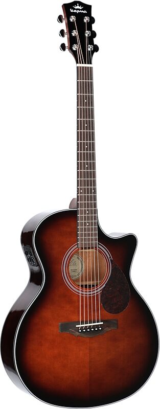 Kepma Elite Series GA2-232 Acoustic-Electric Guitar (with Gig Bag), Sunburst, Body Left Front