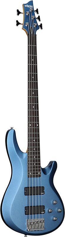 Schecter C-5 Deluxe Electric Bass, Satin Metallic Light Blue, Body Left Front