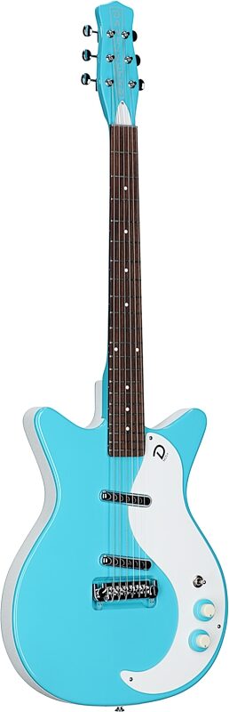 Danelectro '59 MOD NOS Electric Guitar, Baby Come Back Blue, Body Left Front