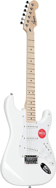 Squier Sonic Hard Tail Stratocaster Electric Guitar, Maple Fingerboard, Arctic White, Body Left Front