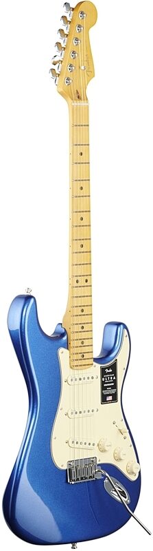 Fender American Ultra Stratocaster Electric Guitar, Maple Fingerboard (with Case), Cobra Blue, Body Left Front