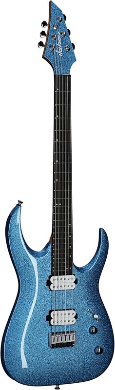 Jackson Pro Series Signature Misha Mansoor Juggernaut HT6 Electric Guitar, Caramelized Maple Fingerboard, Blue Sparkle, Body Left Front