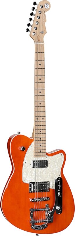 Reverend Flatroc Electric Guitar, Rock Orange, Roasted Maple Fretboard, Body Left Front