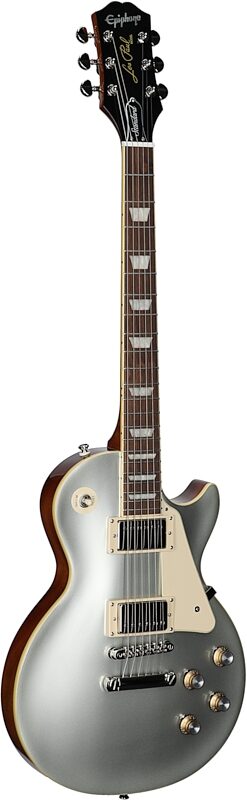 Epiphone Inspired by Gibson Les Paul Standard '60s Electric Guitar (with Gig Bag), Silver Mist, Body Left Front