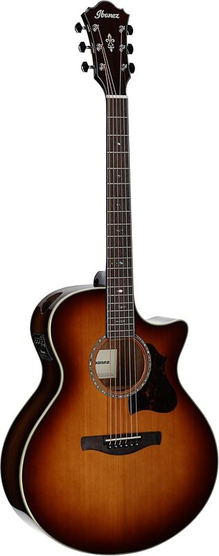 Ibanez AE160 Acoustic-Electric Guitar, Vintage Mahogany Sunburst, Body Left Front