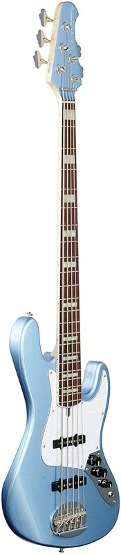 Lakland Skyline 55-60 Custom Laurel Fretboard Bass Guitar, Lake Placid Blue, Body Left Front