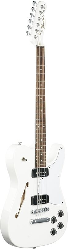 Fender Jim Adkins JA90 Telecaster Thinline Electric Guitar, with Laurel Fingerboard, Arctic White, Body Left Front
