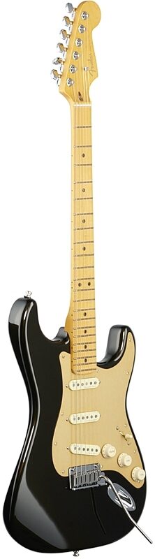 Fender American Ultra Stratocaster Electric Guitar, Maple Fingerboard (with Case), Texas Tea, Body Left Front