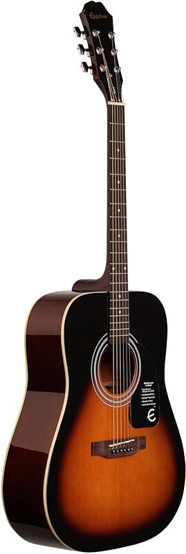 Epiphone DR-100 Acoustic Guitar, Vintage Sunburst, Body Left Front