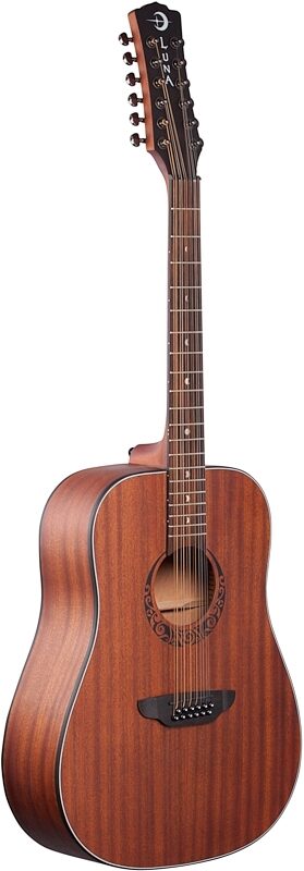 Luna Gypsy Dreadnought Acoustic Guitar, 12-String, Mahogany, Body Left Front