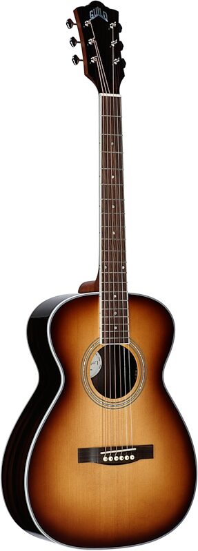 Guild M-260E Deluxe Concert Acoustic-Electric Guitar, Edge Burst, Body Left Front