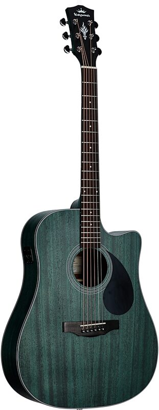 Kepma K3 Series D3-130 Acoustic-Electric Guitar, Trans Blue Matte, with AcoustiFex K-10 Pickup, Body Left Front