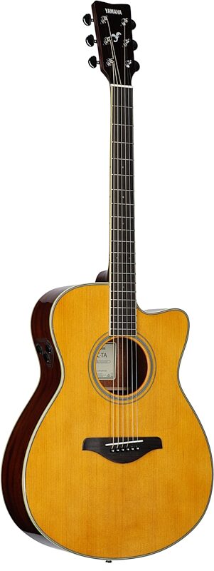 Yamaha FSC-TA Cutaway TransAcoustic Guitar, Vintage Tint, Body Left Front